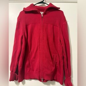 Vintage Pendleton Sweater Womens 2XL Zip Cardigan Red Long Sleeve Ribbed Detail